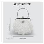 Dames Pearl Kralen Clutch Portemonnees Vintage Kristal Bruid Avondtas voor Bruiloft Cocktail Party Prom, Wit A