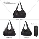 Ruime Mode Hobo Womens Handtassen Dames Portemonnee Satchel Schoudertassen Tote Gewassen Lederen Tas, Zwart, Eén maat