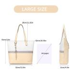 Handtas dames shopper grote damestas voor kantoor school winkelen, wit/grijs/geel., Shopper