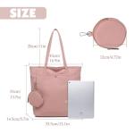 Tas dames shopper, met portemonnee grote canvas schoudertas met ritssluiting grote handtas stof boodschappentas voor werk en school onderweg, roze, Eén maat, shopper
