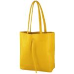 - T253 - Ital. Handtas met binnenzak van leer, zonnegeel, Medium