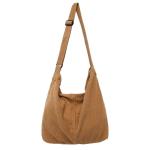 X SIM FITNESSX Unisex corduroy tas schoudertas grote dames shopper tas fashion stoffen tas voor dagelijks gebruik / kantoor / school / reizen, bruin, Retro