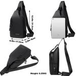Borstzak, sling bag voor heren, kleine schoudertas, outdoor, waterdicht, casual herentas, lichte riemtas voor werk, reizen, wandelen, dagelijks gebruik enz., donkergrijs, Eenvoudig