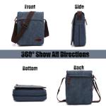 voor heren, canvas schoudertas, Tabletzak, schooltas, voor school en werk(M-Blauw)