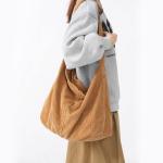 X SIM FITNESSX Unisex corduroy tas schoudertas grote dames shopper tas fashion stoffen tas voor dagelijks gebruik / kantoor / school / reizen, bruin, Retro