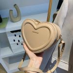 Damesmode tas, vrouwelijke harttas, draagtas, PU-leer, handtas, schoudertas, kaki #B