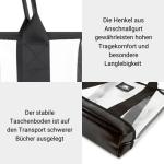 Ambibtion Transparante shopper bib tas voor wetteksten, leerboeken, mappen, laptop; duurzame, doorzichtige draagtas voor bibliotheek, winkelen, luchthaven, strand