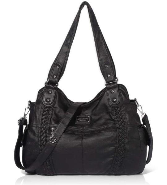 Ruime Mode Hobo Womens Handtassen Dames Portemonnee Satchel Schoudertassen Tote Gewassen Lederen Tas, Zwart, Eén maat