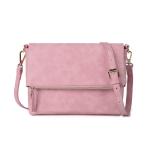 Schoudertas voor dames, schoudertas met ritssluiting, crossbody tas, leren handtas, klein, dagrugzak, roze