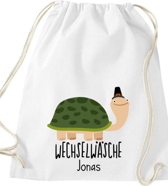 ShirtInStyle Kindergymtas, grappige dieren schildpad, verwisselbaar ondergoed met tekst naar wens, kinderen, dierentuin kinderdag familie, gymtas