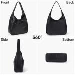 Schoudertas, vintage leren tas, retro schoudertas, onderarmtas, draagtas, vintage, grote capaciteit met magnetische gesp, Hobo boodschappentas, bruin, A01 - zwart