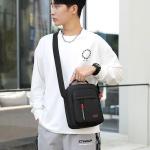 Schoudertas schoudertas messenger bag heren tas om te hangen klein heren canvas mobiele telefoon tas mannen voor werk school reizen, zwart2