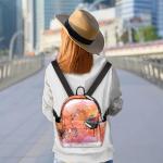 TropicalLife Rucksack mit Blumenmusiknoten, Klavier-Rucksack für Damen, Kinder, Mädchen, niedlicher kleiner Rucksack, lässige Schultertasche, Tagesrucksack für Schule, Reisen, 