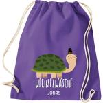 ShirtInStyle Kindergymtas, grappige dieren schildpad, verwisselbaar ondergoed met tekst naar wens, kinderen, dierentuin kinderdag familie, gymtas