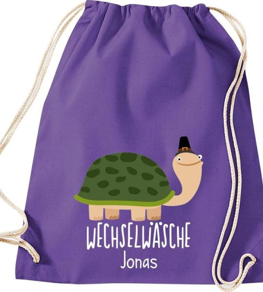ShirtInStyle Kindergymtas, grappige dieren schildpad, verwisselbaar ondergoed met tekst naar wens, kinderen, dierentuin kinderdag familie, gymtas