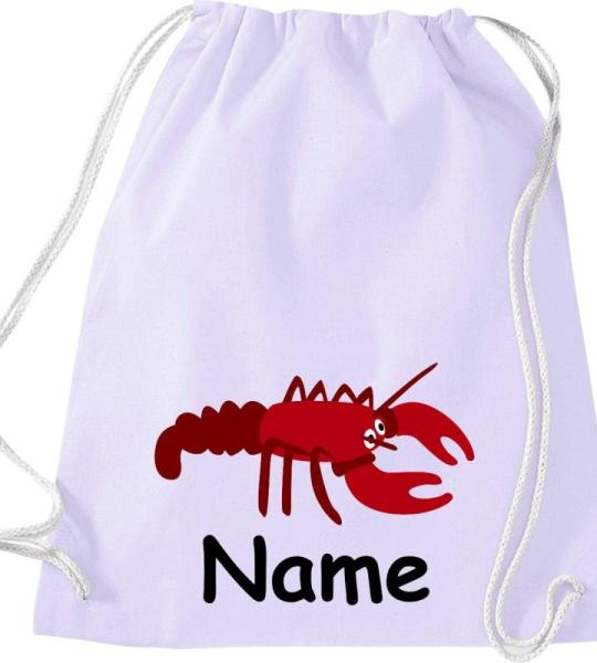 ShirtInStyle Turnbeutel, Tiere Hummer mit Wunschnamen, Kinder, Stoffbeutel, Kinderrucksack, Jute, Gymsack,