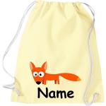 Shirtinstyle Gymtas, dierenvos met wensnaam, kinderen, stoffen tas, kinderrugzak, jute, gymtas,