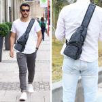 Sling Bag met USB-Oplading, Borsttas met Verstelbare Riem, Multi-Pocket Crossbody Borst Tas, Wandelen Casual Outdoor Borstzak voor Heren-Grijze Camouflage