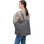 Tas voor dames, shopper, met kleingeld, grote canvas schoudertas met ritssluiting, grote handtas, stof, boodschappentas voor werk en school onderweg, donkergrijs, Eén maat