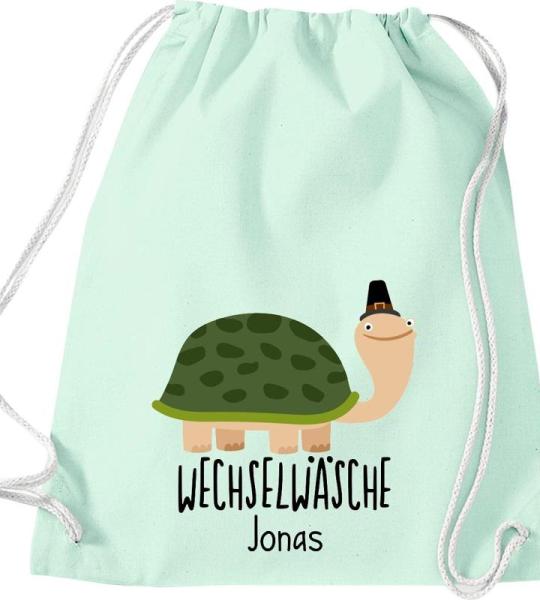 ShirtInStyle Kindergymtas, grappige dieren schildpad, verwisselbaar ondergoed met tekst naar wens, kinderen, dierentuin kinderdag familie, gymtas