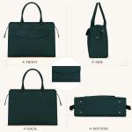 Handtas voor dames, schoudertas, 2-in-1 shopper voor dames, 15,6 inch, groot, PU-leer, laptoptas, waterdicht, werktas voor business, kantoor, school, groen, Hedendaags