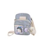 PORRASSO Schattige schoudertas voor meisjes, schoudertas met poppen-hanger, nylon, schoolraken, messengertas, crossbody tas voor reizen, dagelijks gebruik, blauw (b)