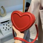 Damesmode tas, vrouwelijke harttas, draagtas, PU-leer, handtas, schoudertas, rood #B