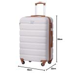 COOLIFE Harde koffer trolley rolkoffer reiskoffer ardschaal Boardcase handbagage met TSA-slot en 4 wielen, wit/bruin., Premium koffer