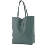 - T163 - Ital. Shopper Large met binnenvak van leer, duifblauw, Large