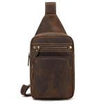 newsbirds Heren echt lederen borsttas schoudertas sport outdoor schoudertas wandelrugzak, 9334 donkerbruin, Retro