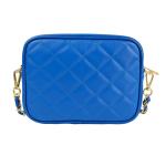 , Dames schoudertas, gewatteerd, van echt leer, gemaakt in Italië, model Nora, kleine tas met ketting schoudertas clutch voor dames, elegant meisje, Bluette
