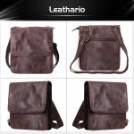 Leathario Leren schoudertas voor heren, messgerbag, leren tas voor business, retro