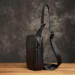YADECN Borstzak van echt leer voor heren, heuptas, schoudertas, casual, rundleer, trendy herentas, designertas, D