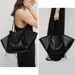 Handtas Tote Bag kunstleer grote capaciteit shopper tas schoudertas grote hengseltas shopping bag met twee meerval haren draagtas voor winkelen zwart, A1-zwart