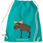 ShirtInStyle Kinder Turnbeutel, lustige Tiere Elch Hirsch mit Wunschnamen, Kinder, Tiere Zoo Kindertag Beutel