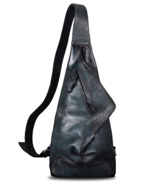 IVTG Sling Bag 0725 Schoudertas van echt leer, met zijkant, echt leer, borsttas, schoudertas, voor fietsen