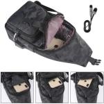 Sling Bag met USB-Oplading, Borsttas met Verstelbare Riem, Multi-Pocket Crossbody Borst Tas, Wandelen Casual Outdoor Borstzak voor Heren-Zwart Camouflage