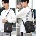Schoudertas schoudertas messenger bag heren tas om te hangen klein heren canvas mobiele telefoon tas mannen voor werk school reizen, zwart2