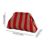 Onderarmtas, clutch, portemonnees, geweven gehaakte handtassen, knoedels, handgemaakt, colorblock clip tas voor dames, zomer, reizen, strand, tas, Rood & Goud Gestreept