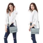 Schoudertas voor dames, schoudertas met ritssluiting, crossbody tas, leren handtas, klein, dagrugzak, lichtblauw, Convertible