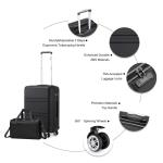 KONO 55cm Handgepäck-Koffer Trolley Set 2 Teilig Gepäcksets, Kleiner Koffer mit Rollen Handgepäck Set mit Ryanair Reisetasche 40x20x25cm, Schwarz