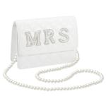 Mrs Clutch voor dating portemonnee voor de bruid met glinsterende diamanten, leren bruiloftsbruid, cadeau voor vrijgezellenfeest, afstudeercocktails, verloving avond, Wit
