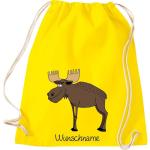 ShirtInStyle Kinder Turnbeutel, lustige Tiere Elch Hirsch mit Wunschnamen, Kinder, Tiere Zoo Kindertag Beutel