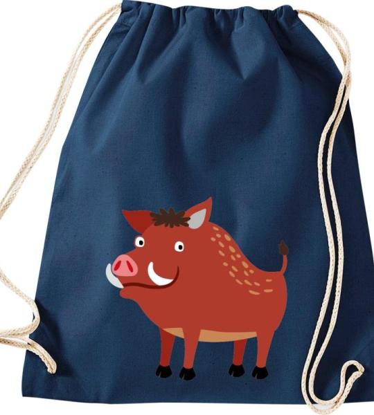 ShirtInStyle Turnbeutel, Wildschwein, Kinder, Stoffbeutel, Kinderrucksack, Jute, Gymsack,