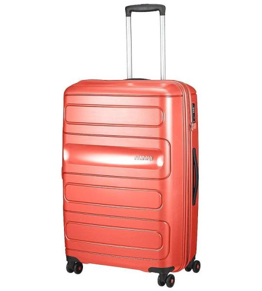 American Tourister Sunside - Spinner M uitbreidbare koffer blauw, Rood (sunset red), Spinner L uitbreidbaar (77 cm - 118 L)