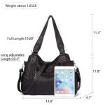 Ruime Mode Hobo Womens Handtassen Dames Portemonnee Satchel Schoudertassen Tote Gewassen Lederen Tas, Zwart, Eén maat
