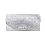 Clutch Bags voor Vrouwen Sprankelende Strass Diamante Satijn Avondtas Afneembare Ketting Riem Handtas Bruiloft Engagement Cocktail Party Banket Datum Prom Formele Jurk Dames, Zilve