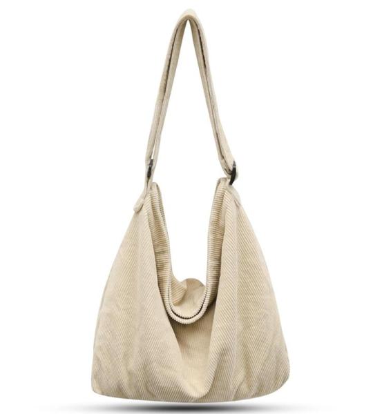 Schoudertas voor dames, handtas, corduroy tassen, grote shopper, tote bag, schoudertas, casual crossbody tas voor school, universiteit, kantoor, werk, reizen, uitstapjes, winkelen,