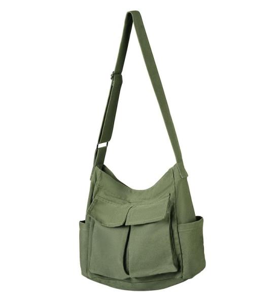 Tibroni Canvas Messenger Bag grote, casual vintage tote bag esthetiek, crossbody tas met meerdere zakken, schoudertas heren met grote capaciteit, voor reizen, werk, school, winkele