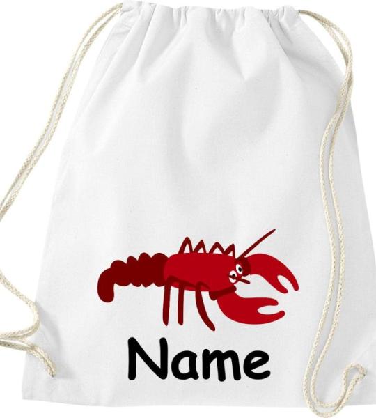 ShirtInStyle Turnbeutel, Tiere Hummer mit Wunschnamen, Kinder, Stoffbeutel, Kinderrucksack, Jute, Gymsack,